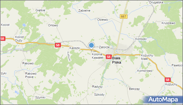 mapa Kolonia Kawałek, Kolonia Kawałek na mapie Targeo